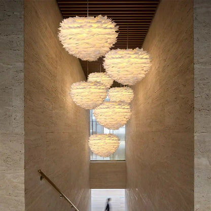 Contemporary Heart Feather Pendant Light