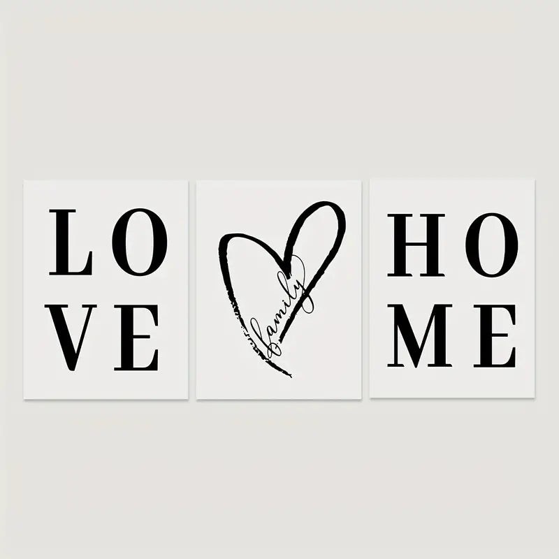 3pcs Love Wall Canvas Art for Living Room Decor