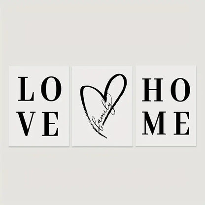 3pcs Love Wall Canvas Art for Living Room Decor