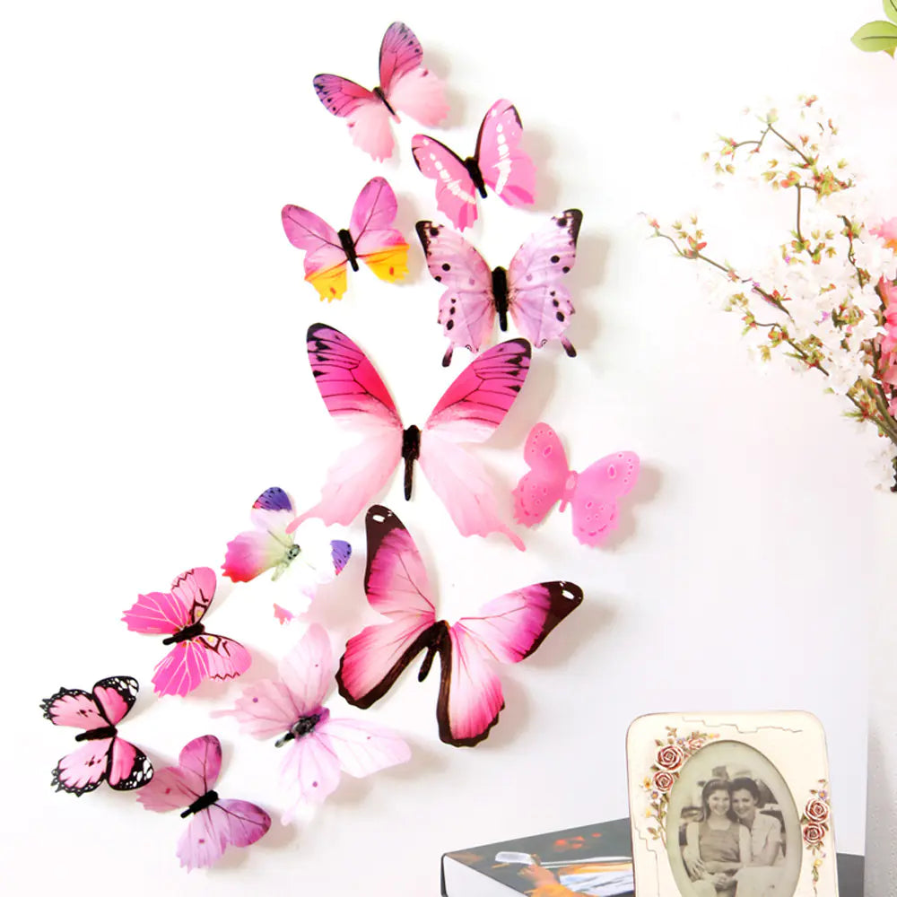 Butterfly Wallpaper with 3D Wall Stickers Decor