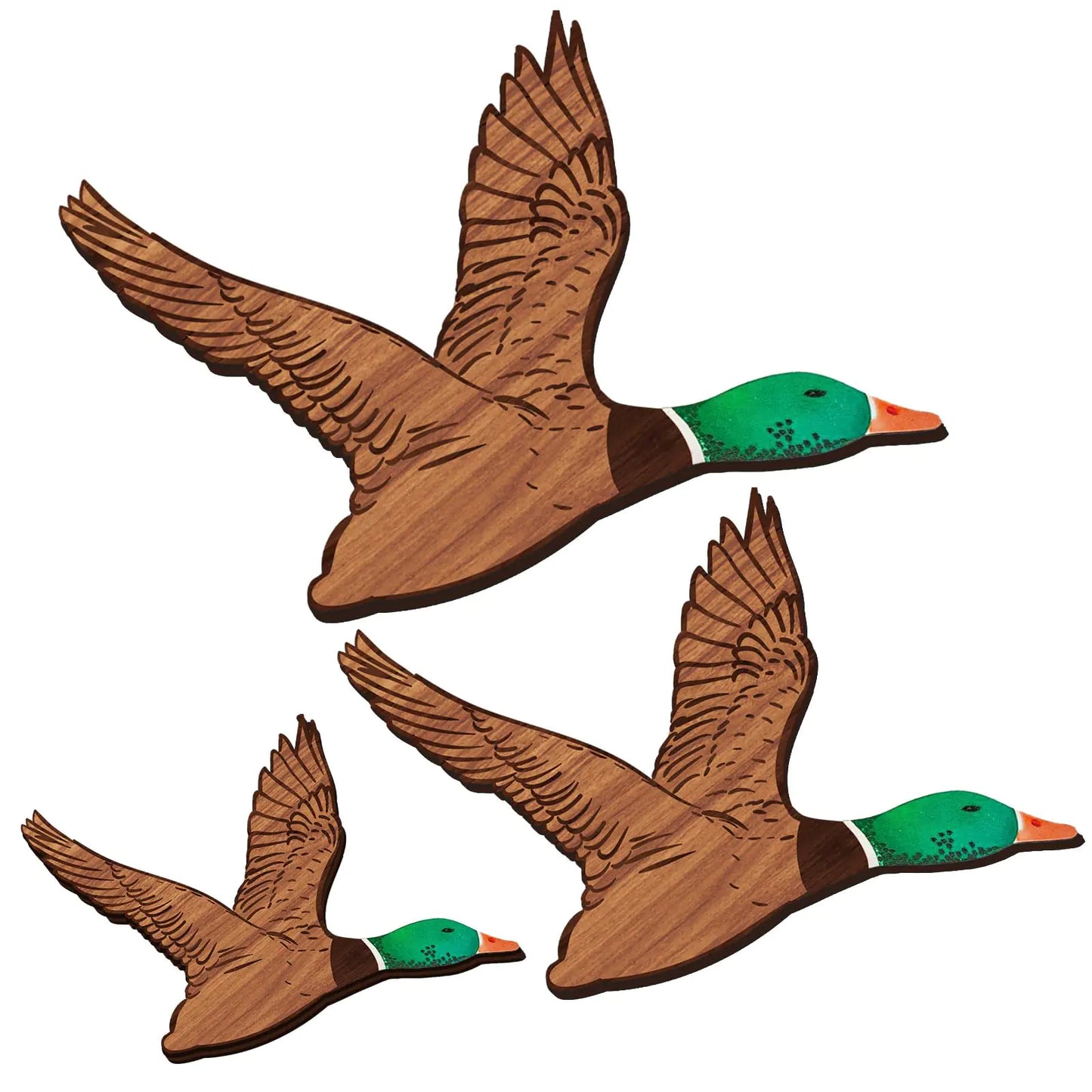 Wenqik Mallard Duck Wall Art 3 Pieces Rustic Wood Wall Decor Unframed Wall Hanging Decor for Home Living Room Bedroom Bathroom Green Normal Size