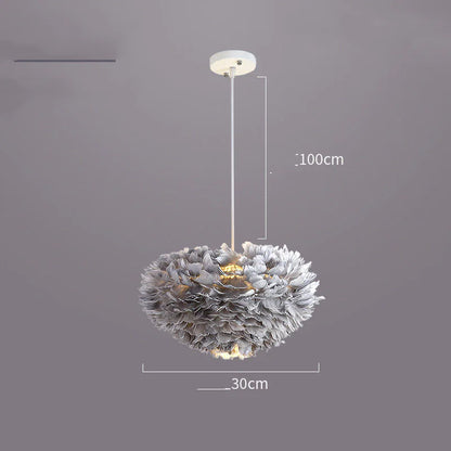 Contemporary Heart Feather Pendant Light