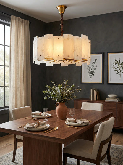 Contemporary Alabaster Round Pendant