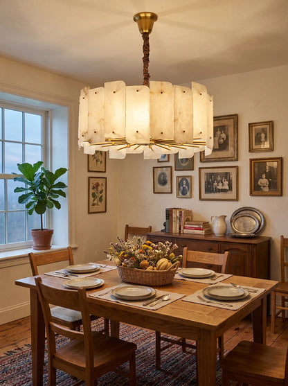 Contemporary Alabaster Round Pendant