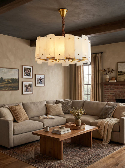 Contemporary Alabaster Round Pendant