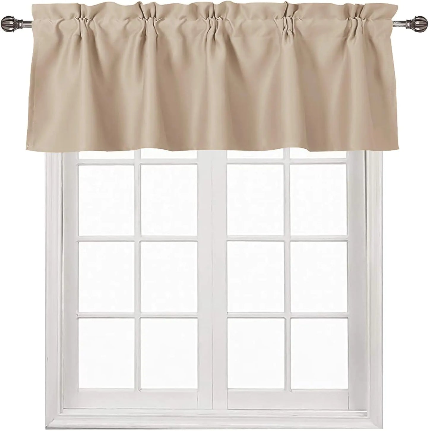 DWCN Bean Green Valance for Kitchen Window Solid Rod Pocket Blackout Valance Curtains 52x14 inch Long 1 Panel