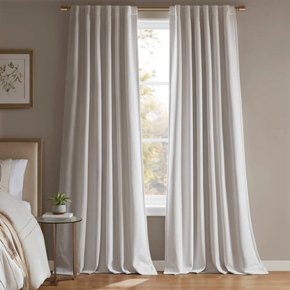 2-PK 52x84" Sound Blocking Total Blackout Curtain Panel Pair White