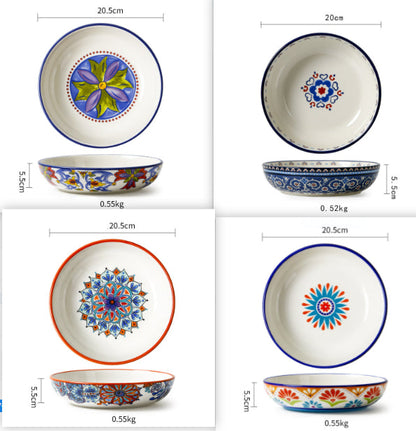 Ceramic Tableware Pastoral Style Home Plate Dinner Plate