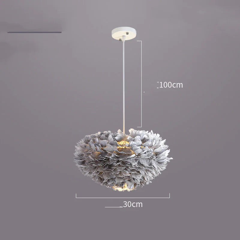 Contemporary Heart Feather Pendant Light