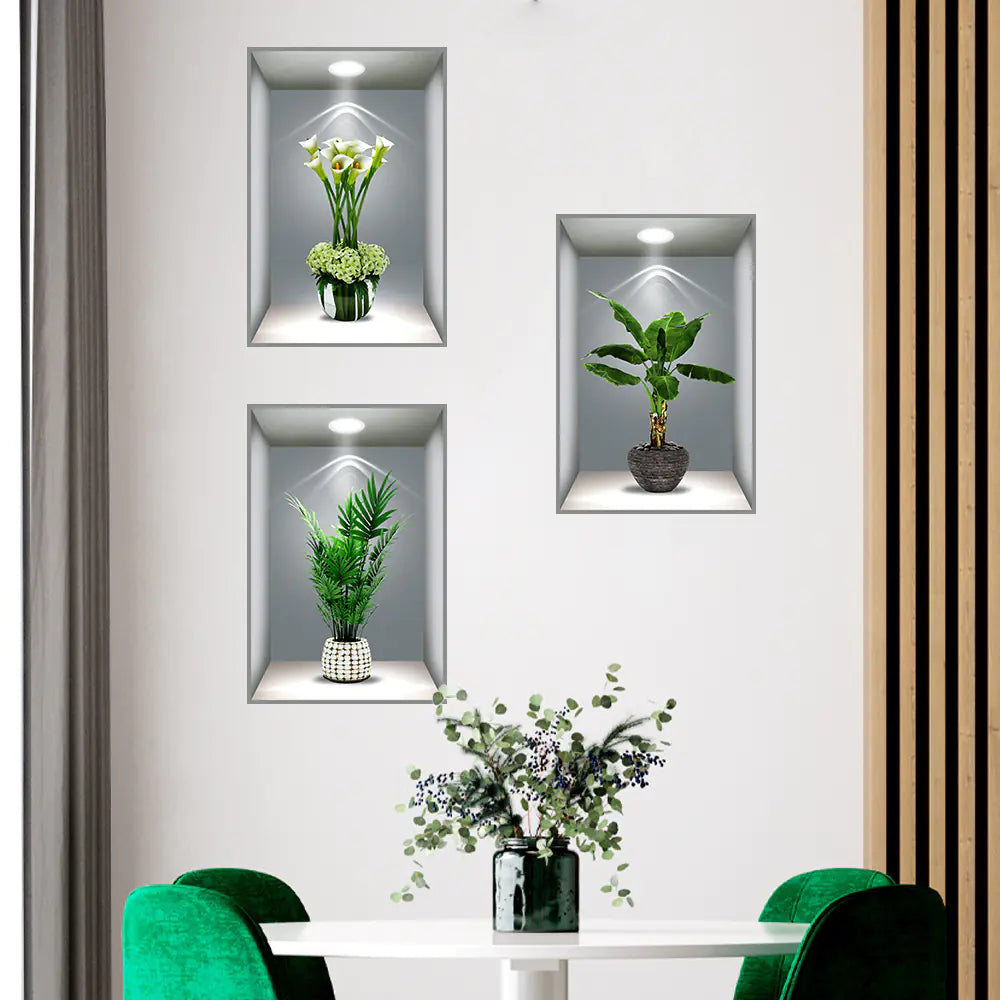 3D Effect Self-Adhesive Plant Wall Art Decor
