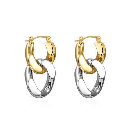 Fashion Diamond Thick Earrings Exquisite Cuban Link Chain Pendant Earrings