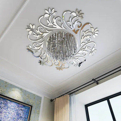3D Mirror Flower Vine Acrylic Wall Stickers for Decor