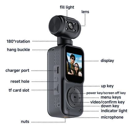 Panoramic Sports Camera Handheld DV Outdoor HD 4K Dual Lens Cycling Recorder Camera