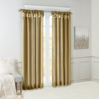 Twist Tab Lined Window Curtain Panel Bronze 50x84