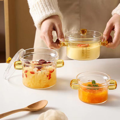Household Borosilicate Glass Stew Pot With Measurement Scale