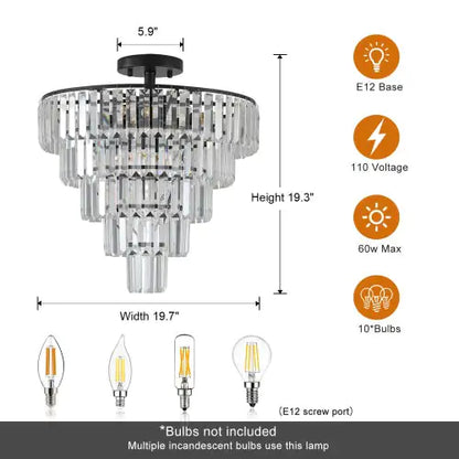 Black Crystal Grandeur Chandelier - Modern Luxury for Home