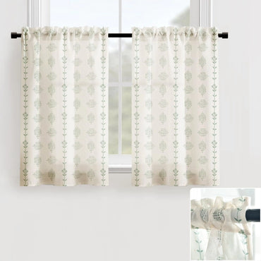 Lino Rosa Cabinet Curtains for Under Kitchen SinkNatural Green Pattern Vine Botanical Curtains for Bathroom