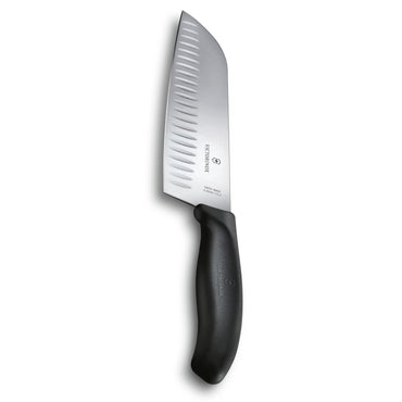 Victorinox Swiss Classic Santoku Knife - Sharp Kitchen Knife with a Fluted Edge - Ergonomic Chopping Knife for Kitchen Essentials - Granton Edge 7"