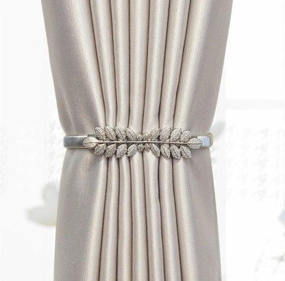 Curtain Tieback High Quality Elastic Holder Hook Buckle Clip Pretty And Fashion Polyester Decorative Home Accessories Leaves Curtain Holder Holdback For Window Drapery Convenient Office Home Decoration Buckle Holdbacks Curtain Straps