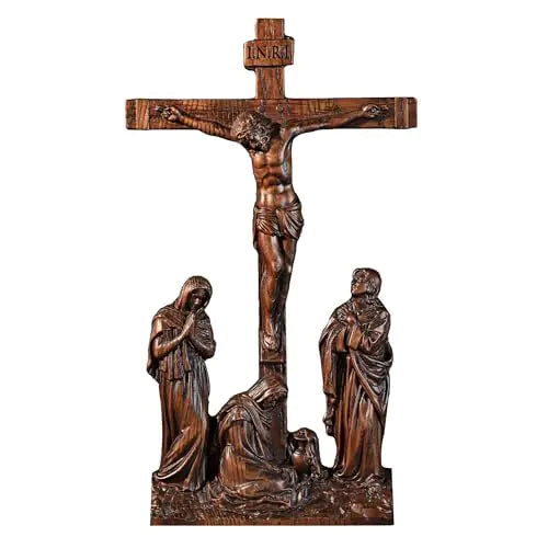 BGCOPPER Standing Crucifix Wall Cross INRI Jesus Cross for Wall Handmade Wooden Cross Wall Decor for Home Christmas Gift - 10 Inch