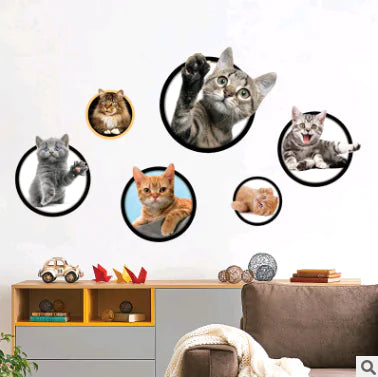 3D Cat Wall Stickers for Kids' Room Decoration