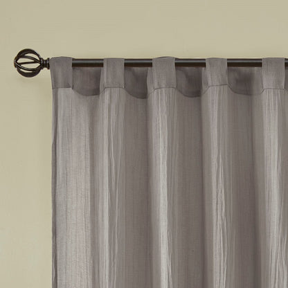 Solid Crushed Curtain Panel Pair (2 Pcs) - Grey