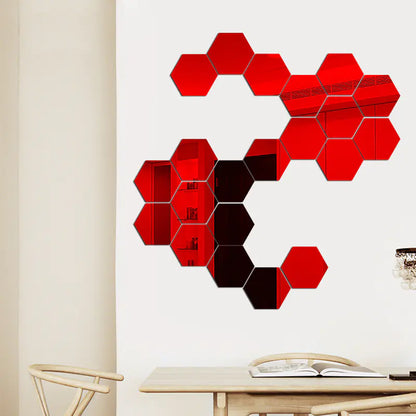 Hexagonal Mirror Wall Stickers 3D Reflective (Each Piece)