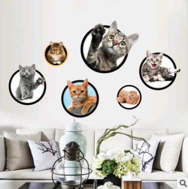 3D Cat Wall Stickers for Kids' Room Decoration