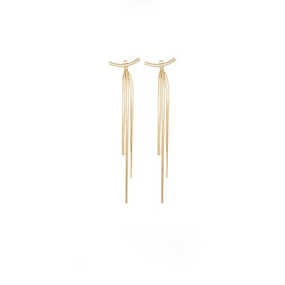 Slim Face Earrings, Bone Chain Drops, Tassel Long Earrings