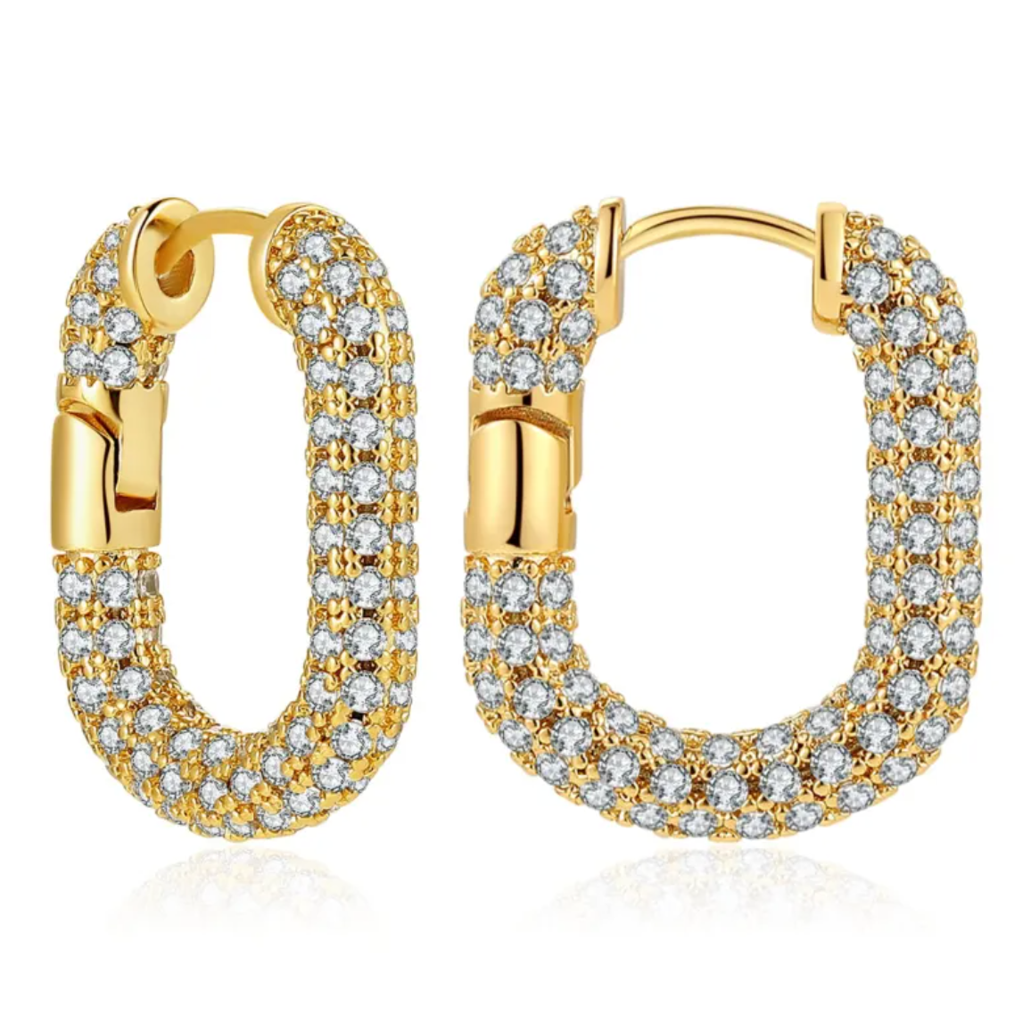 Fashion Diamond Thick Earrings Exquisite Cuban Link Chain Pendant Earrings