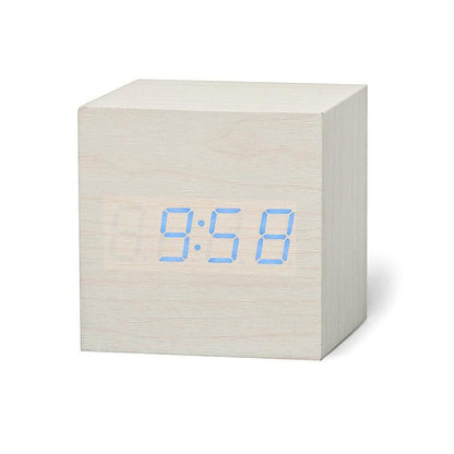 Digital Wooden LED Alarm Clock Wood Retro Glow Clock Digital Alarm Clock, with Wooden Electronic LED Time Display 3 Dual Plus Alarm Cubic Small Mini Wood Made Electric Clocks for Desktop Table Decor Voice Control Snooze Function Desk Tools