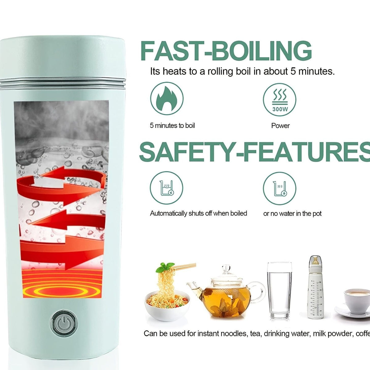 350ml Travel Electric Kettle; Small Stainless Steel Portable Electric Kettle For Boiling Water; Travel Tea Kettle Automatic Shut Off Water Boiler - One Cup Hot Water Maker