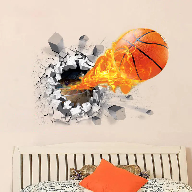 3D Basketball Wall Decals for Kids' Room Decor