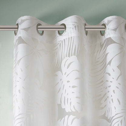 Palm Leaf Burnout Sheer Window Curtain White 50x63