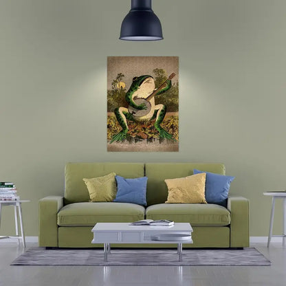 Banjo Frog Canvas Print Wall Art for Living Room Decor