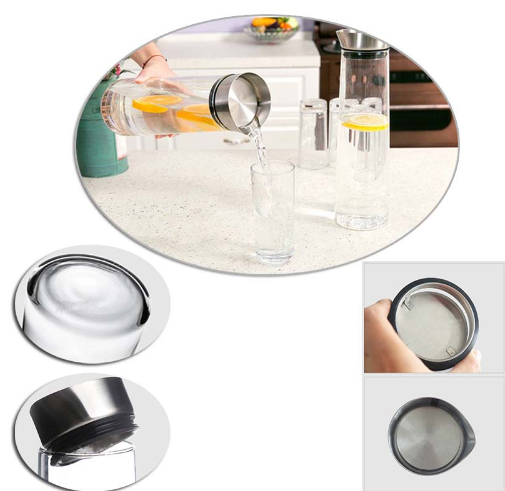 Thick Glass Juice Pitcher with Lid and Leak-Proof Design
