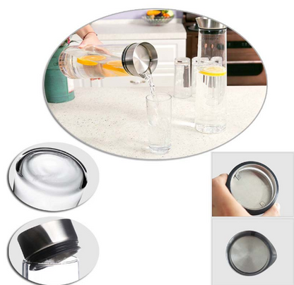 Thick Glass Juice Pitcher with Lid and Leak-Proof Design