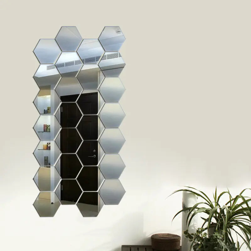Hexagonal Mirror Wall Stickers 3D Reflective (Each Piece)