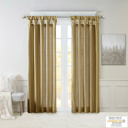 Twist Tab Lined Window Curtain Panel Bronze 50x84