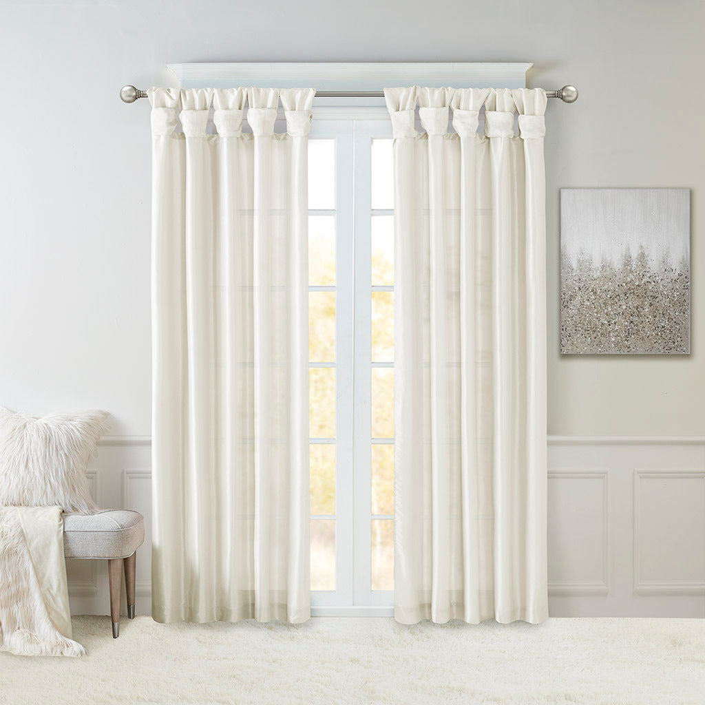 Twist Tab Lined Window Curtain Panel White 50x84