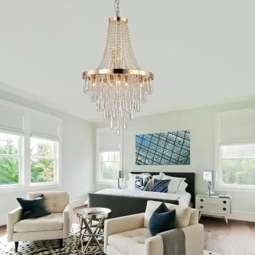 Opulent Golden Crystal Chandelier