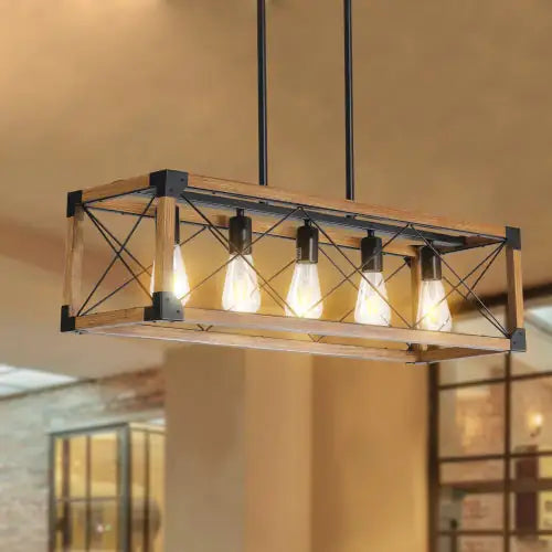 Rustic 5-Light Walnut Chandelier for Home