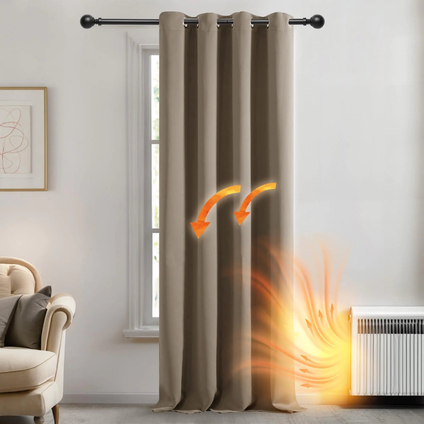 Deconovo Blackout Curtains Solid Room Darkening Curtains for Living Room Thermal Insutaled Drapes for Kitchen Patio Door Nursery Grommet Top (Khaki 42x84 Inch 1 Panel)