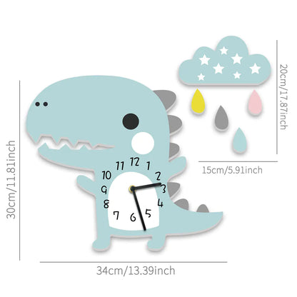 Dinosaur 3D Wall Clock for Kids' Room and Nursery