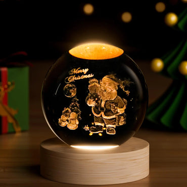 Snowman Christmas Crystal Ball 2.4 inch Decorative Quartz Glass Ball Globes Gifts Presents Glass Sphere with Wooden Base Paperweight Crystal Display Sculpture Home Decor Crafts for Women