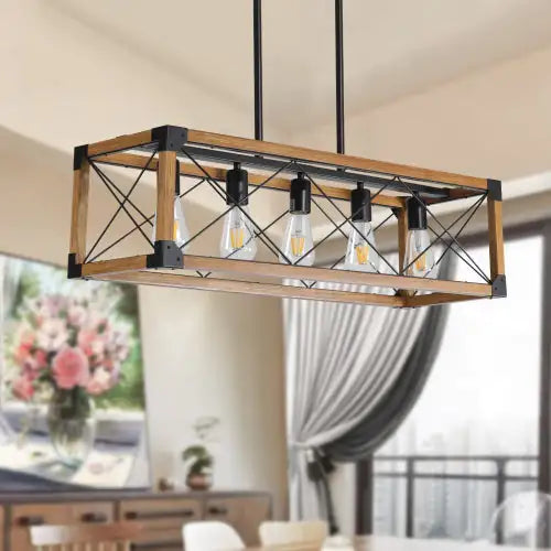 Rustic 5-Light Walnut Chandelier for Home