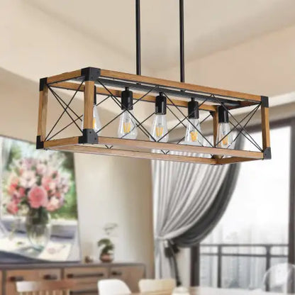Rustic 5-Light Walnut Chandelier for Home