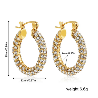 Fashion Diamond Thick Earrings Exquisite Cuban Link Chain Pendant Earrings
