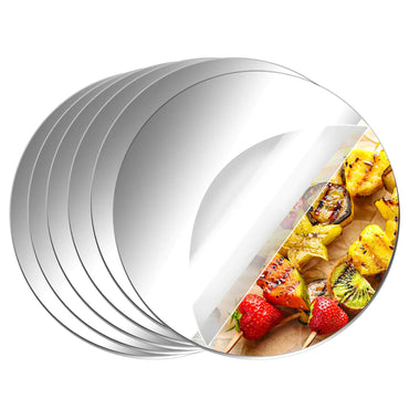 Aneco 6 Pack Acrylic Round Mirrors Non Glass Round Mirror Plate Self Adhesive Mirror Stickers for Home Wall Decor or Wedding Table Centerpiece 8 Inches (Thickness 2 mm)