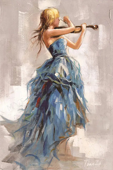 Modern Oil Painting Canvas Girl with Violin (Unframed)